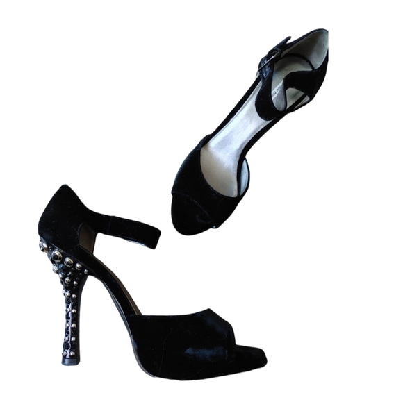 Miu Miu Black Black Suede Crystal Rhinestone Embellish Heels High - Picture 14 of 15